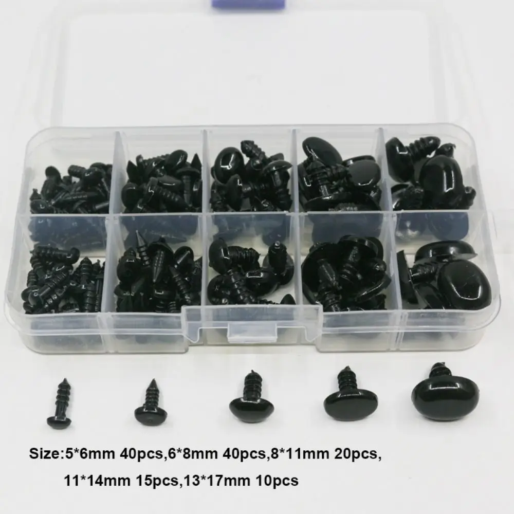125pcs/box High Quality 5Sizes Plastic Safety Eyes Black Oval Shape Diy Doll Eyes Kit Crafts Doll Bear Toys For Toys
