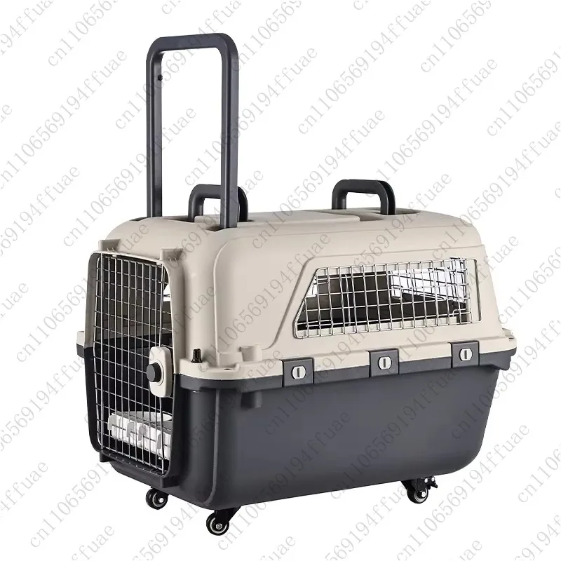 Pet Trolley Case Portable Plastic Dog Carrier Flight Flat Noodles Case Large Capacity Travel Cage Luxury Large