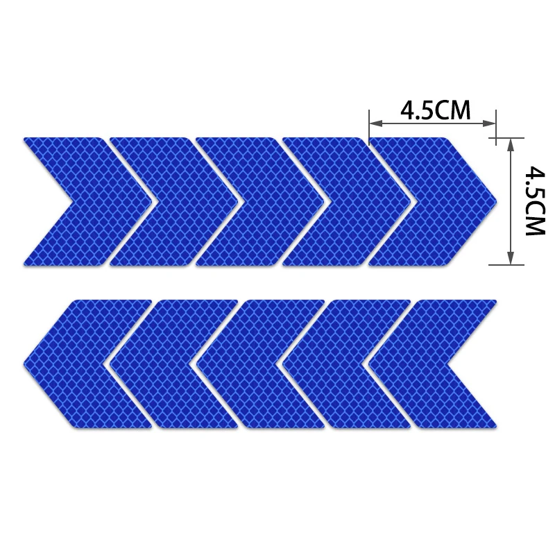 10 pz/set Accessori Moto Freccia Riflettente Segno Nastro di Avvertimento Adesivo di Sicurezza Per Paraurti Auto Tronco Riflettore Nastro di Pericolo