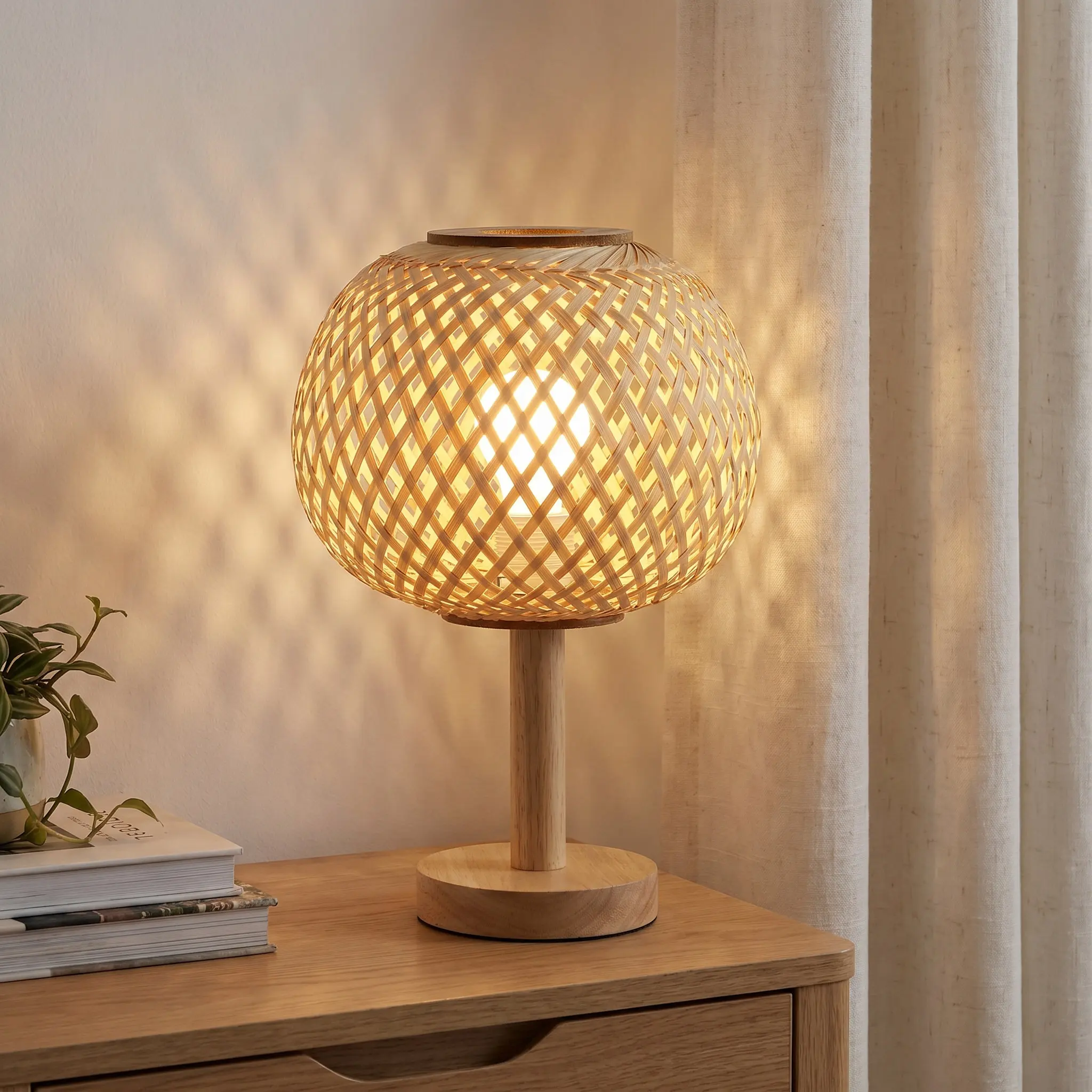 Bamboo Lampshade Woven Eco Friendly Lightweight Easy Install Pendant Light Lamp Shade Replacement for Ceiling Hanging Lamps Home
