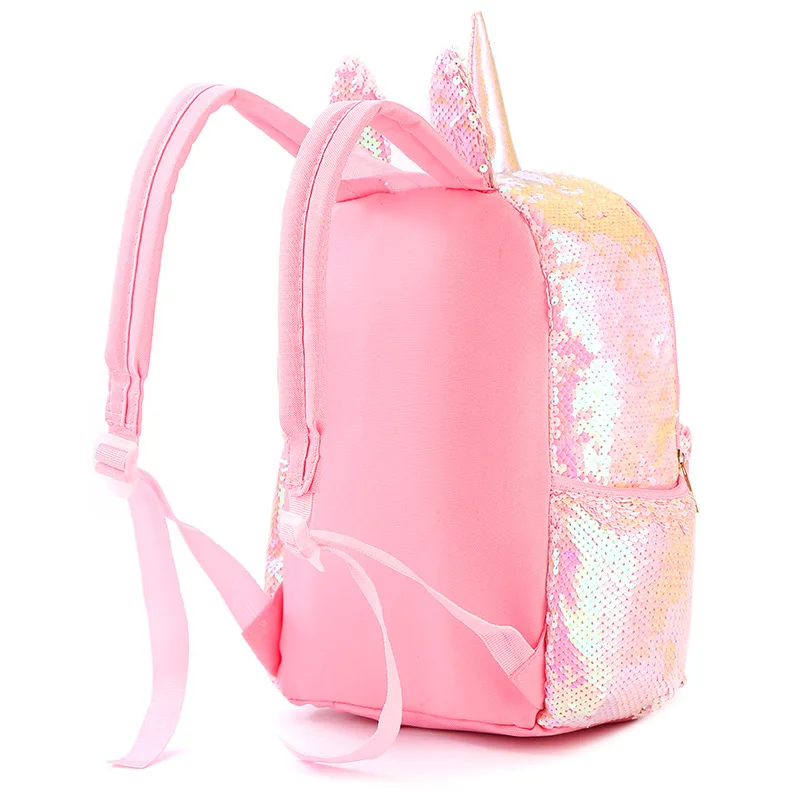 Mochila de lentejuelas de sirena de gran capacidad con unicornio, mochila informal de dibujos animados para estudiantes, mochila escolar para mujer