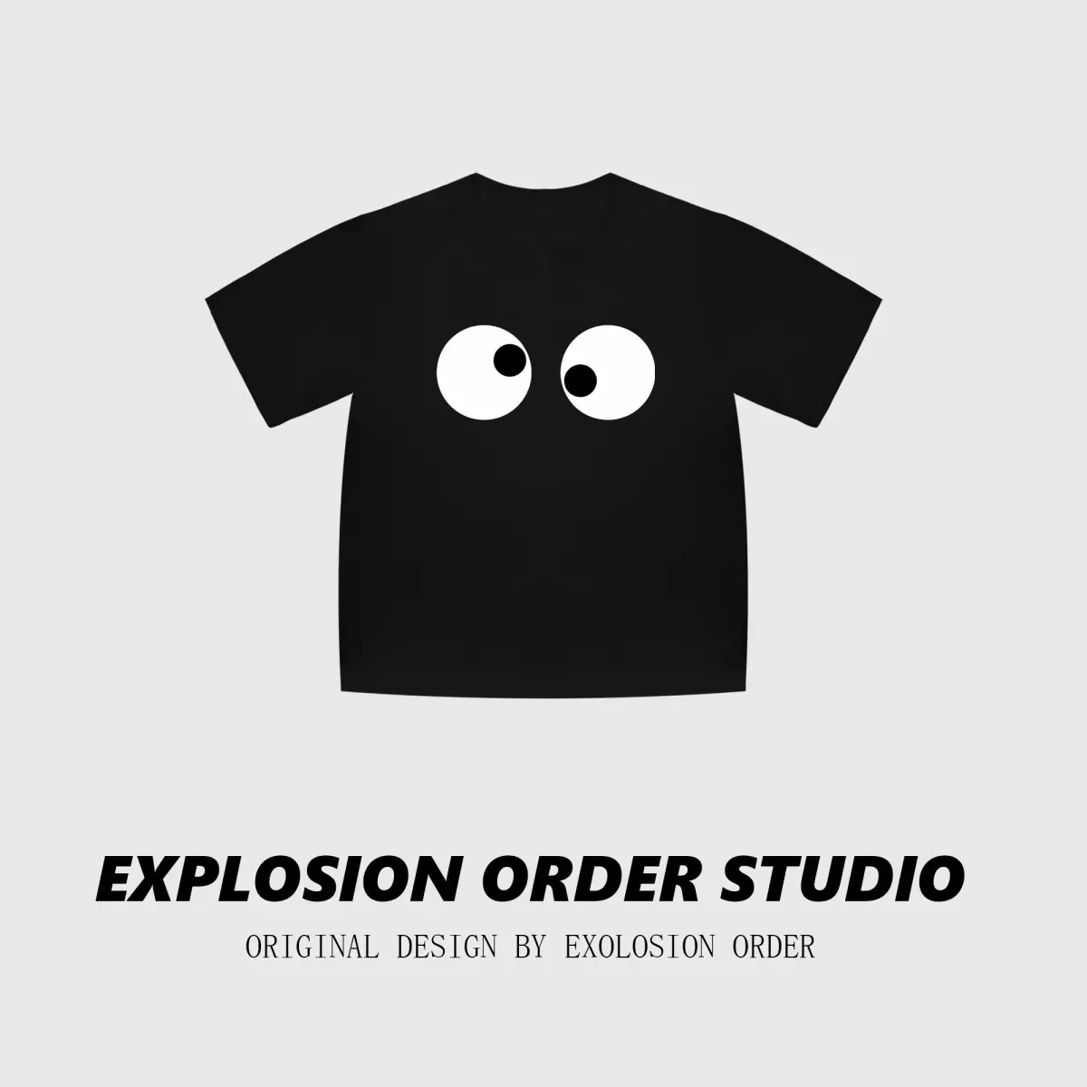 Pure Cotton Children's T-shirt High-end Short-sleeved T-shirt Boys and Girls Design Sense Niche Top Printing Black Explosion