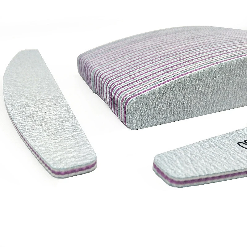 洗える両面ネイルファイル,研磨ツール,プロのサンドペーパー,紫色のコア,灰色の砂,美容院,5個