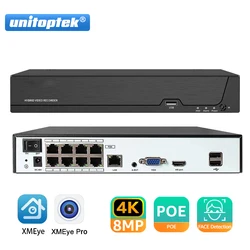 8CH 4K POE NVR Xmeye wykrywanie twarzy wideorejestrator 4CH dla Poe kamery System monitoringu wizyjnego ochronny zabezpieczający