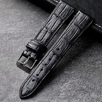 Handmade American Crocodile Leather Strap Bamboo Pattern 18 19 20MM Black Soft And Ultra-Tthin Men Watch Bracelet Vintage