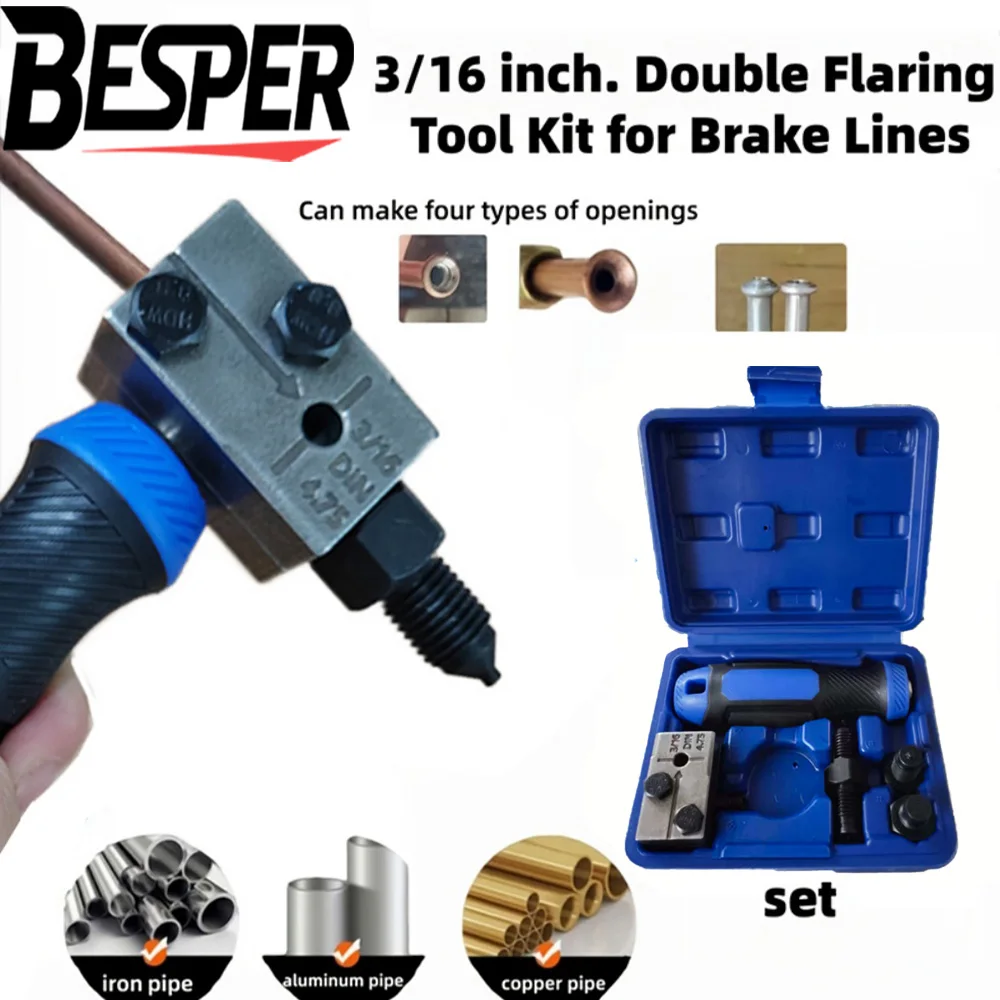 

Universal Automotive Brake Line Flaring Tool Set Copper Tube Expander Brake Pipe Repair Tool for Car Truck Motorcycle DIY Garage