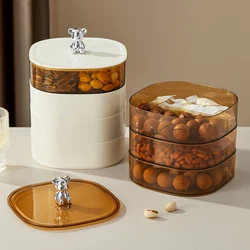 WORTHBUY Fruit Plate Snack Serving Tray With Compartment Moisture-proof Stackable Multilayer Candy Dried Fruit Storage Box