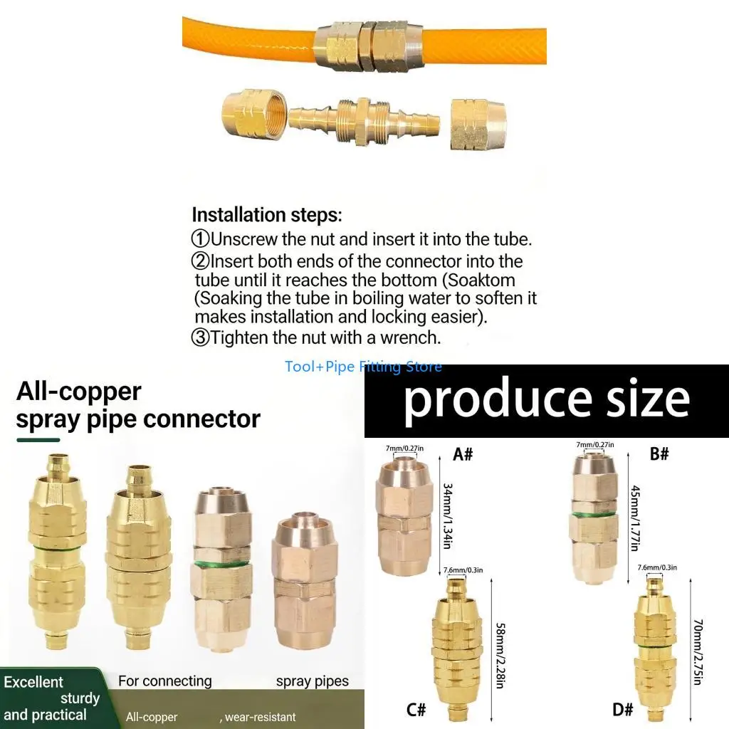 F92B Heavy Duty Copper Sprayer Hose Adapter Fix Agricultural Sprayer Hose Quickly