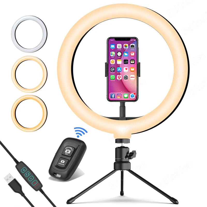 

26CM 10Inch LED Selfie Ring Light Round Ring Lamp with Phone Holder Photography Fill Lighting with Tripod for Youtube Live Video