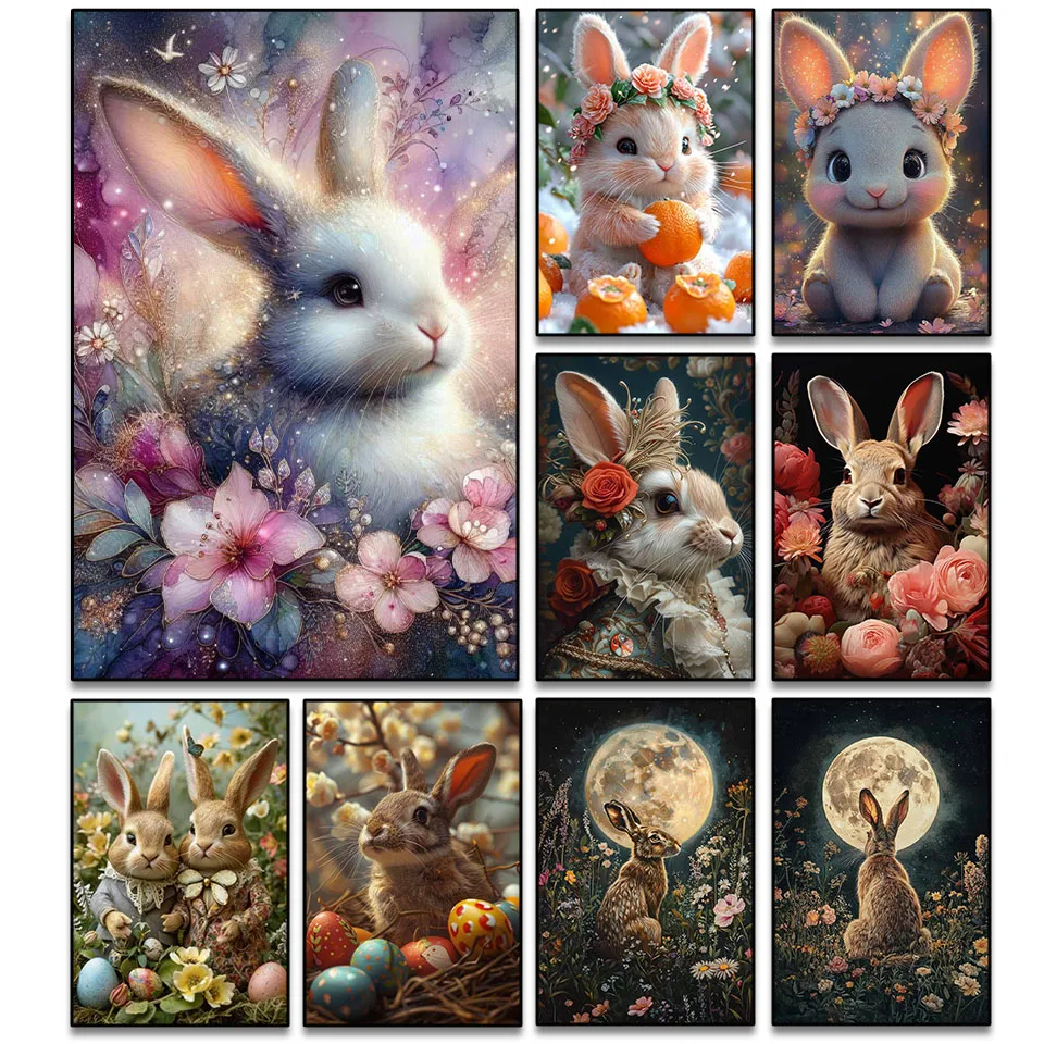 

2025 Пасхальное украшение, алмазная живопись, искусство, сделай сам, мультяшный кролик, Алмазная мозаика, комплект 5D горный хрусталь, вышивка крестиком, ручной работы, домашний декор