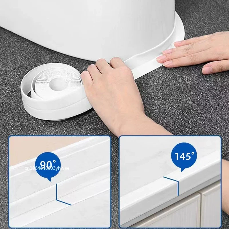 1 لفة بولي كلوريد الفينيل مقاوم للماء ذاتية اللصق شريط عزل النفط واقية بالوعة المطبخ حافة السد الشريط الحمام المرحاض الزاوية ملصقات جدار