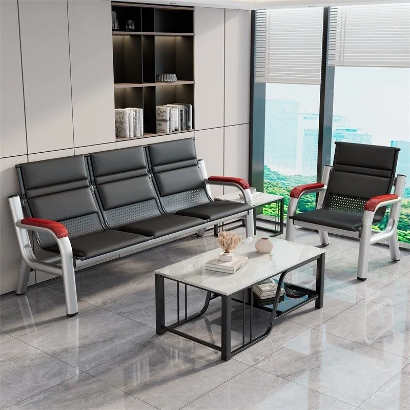 Wrought iron sofa coffee table combination lounge row chair minimalist three-person iron frame bench aisle waiting