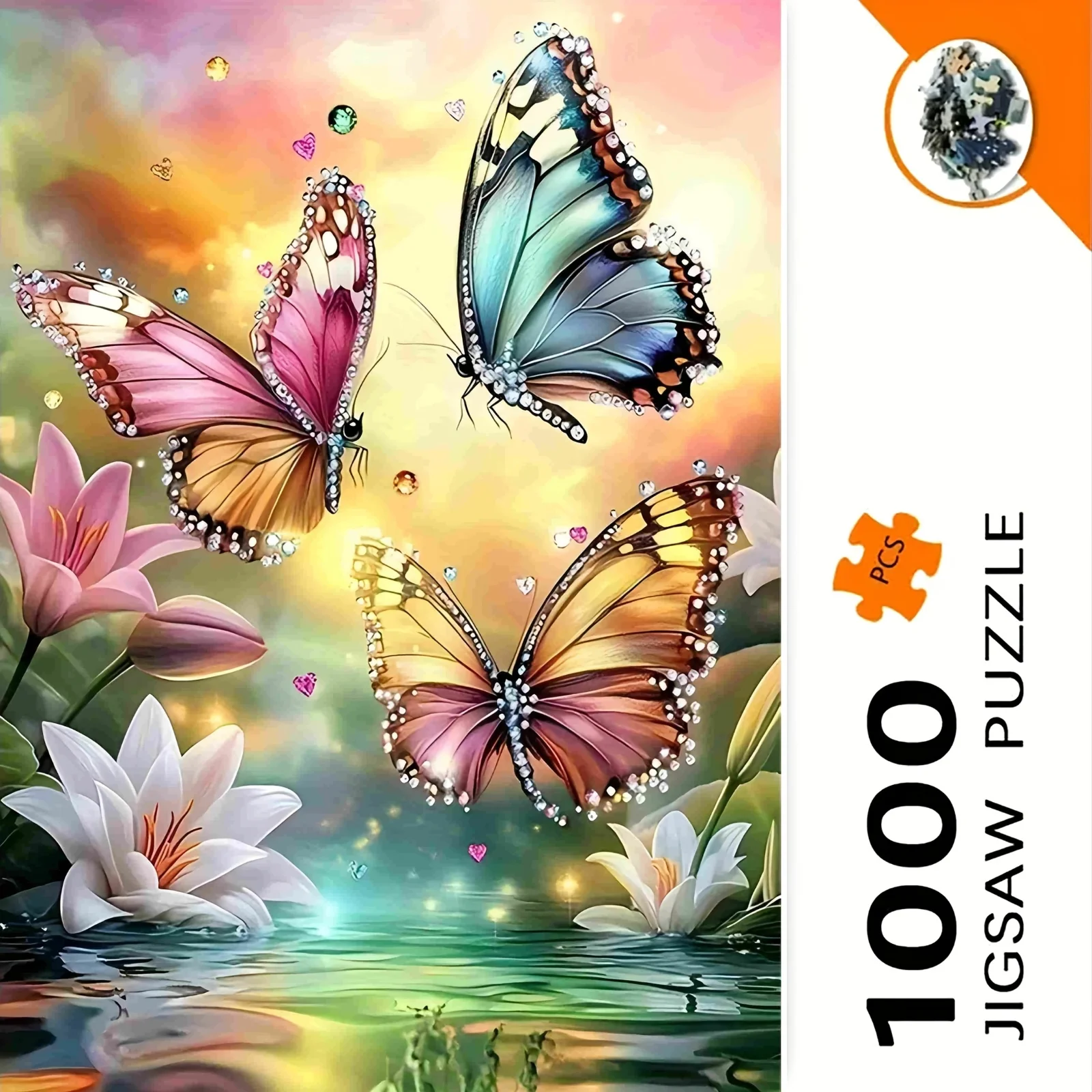 

Пазл с бабочками и цветами, 1000 шт., подходит для взрослых — большая образовательная деятельность по уровнем вызова с размером 50 × 70 см/19,7 × 27