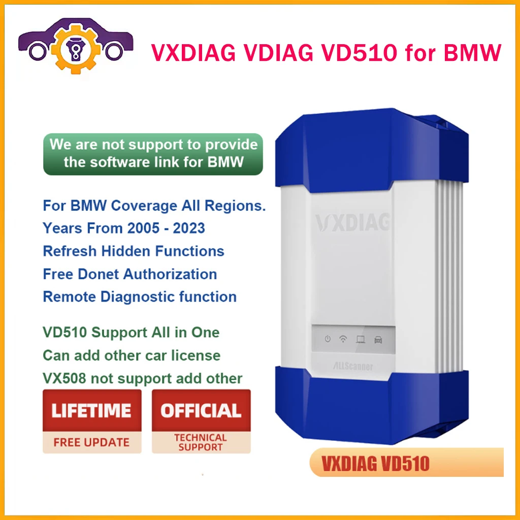 

2023 New VXDIAG VD510 For BMW profissional Car Diagnostic tools ICOM A2 A3 All System OBD2 Scanner J2534 ECU Programming Coding