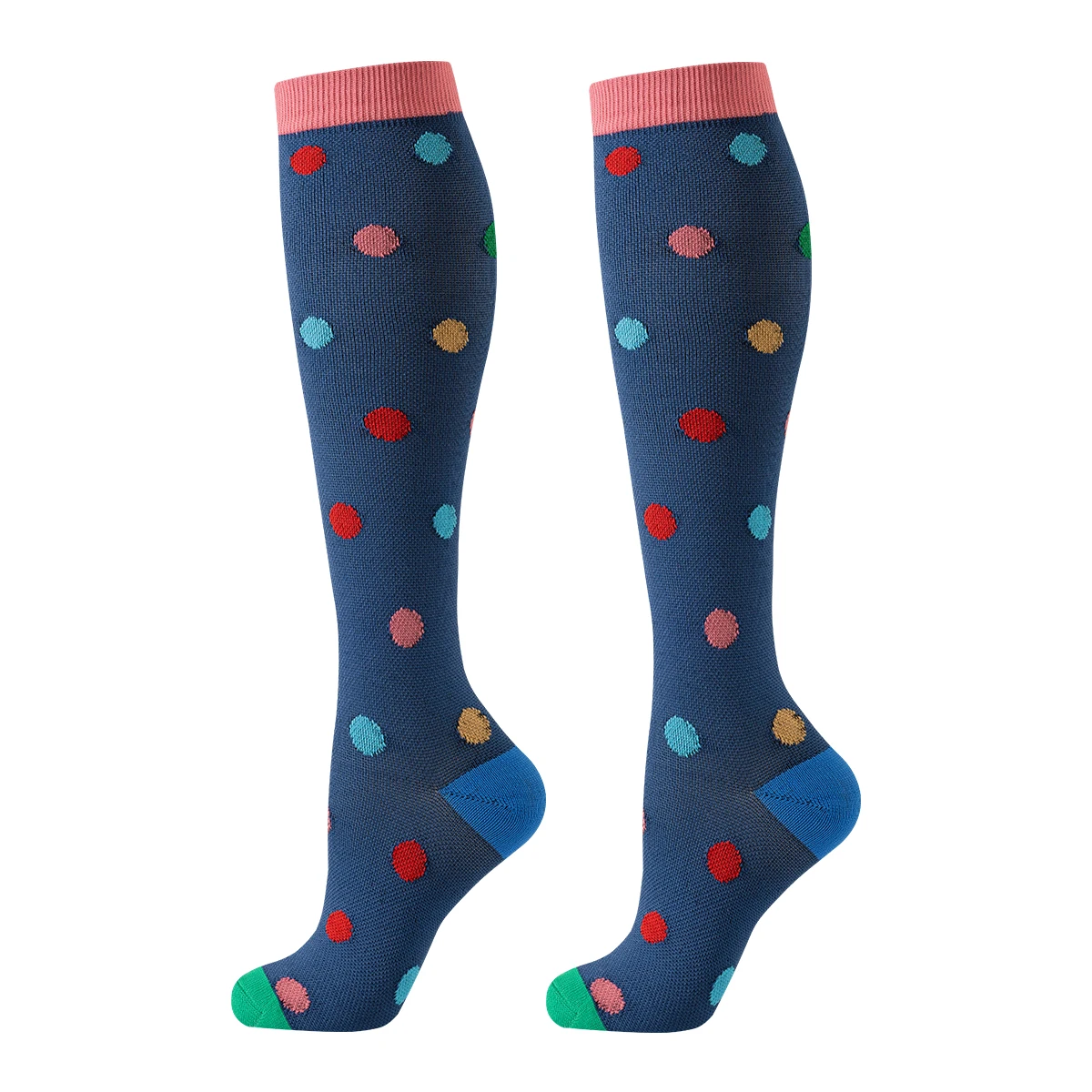 6 أزواج من جوارب الساق الرياضية الممرضة بنمط نقاط بسيطة ومثيرة للاهتمام هدية عيد الأم هدية عيد ميلاد بنمط نقاط البولكا المضغوطة