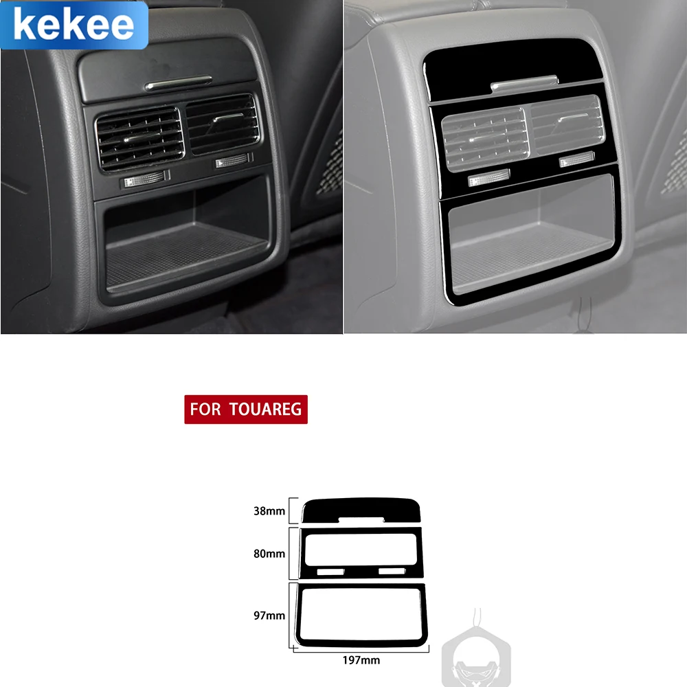 

For VW Touareg 7P MK2 2011 2012 2013 2014 2015 2016 2017 2018 Rear Air Outlet Trim Piano Black Stickers Car Interior Accessories