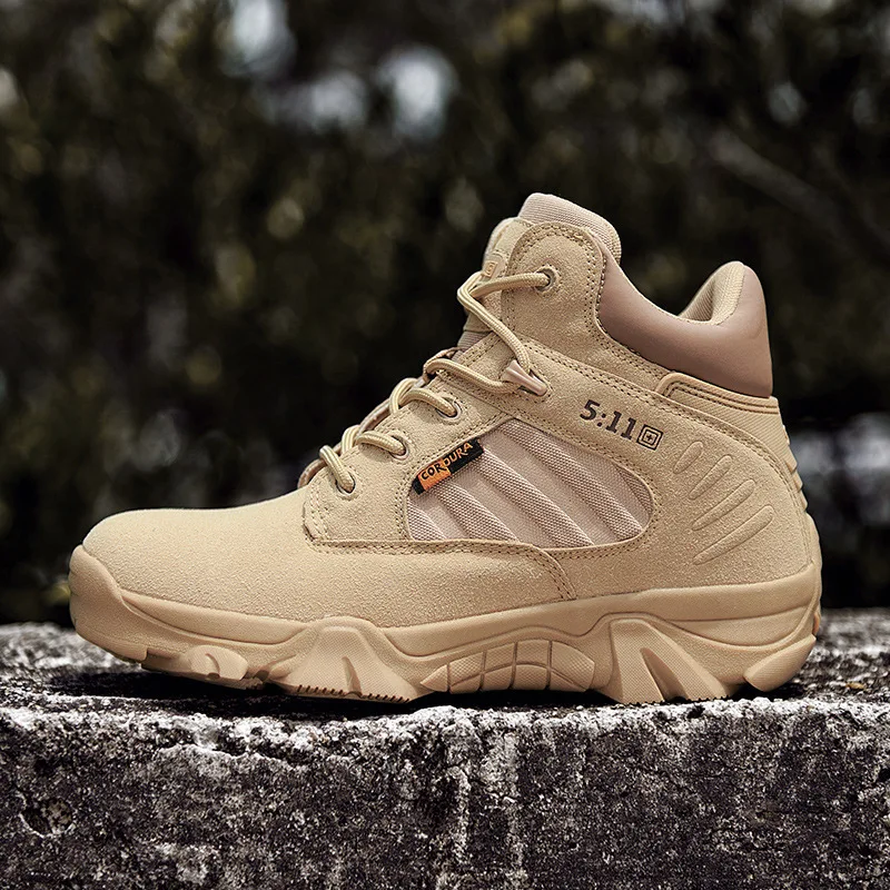 New Men Tactical Boots Army Boots Mens Military Desert Waterproof Work Safety Shoes Climbing Hiking Shoes Ankle Men Outdoor