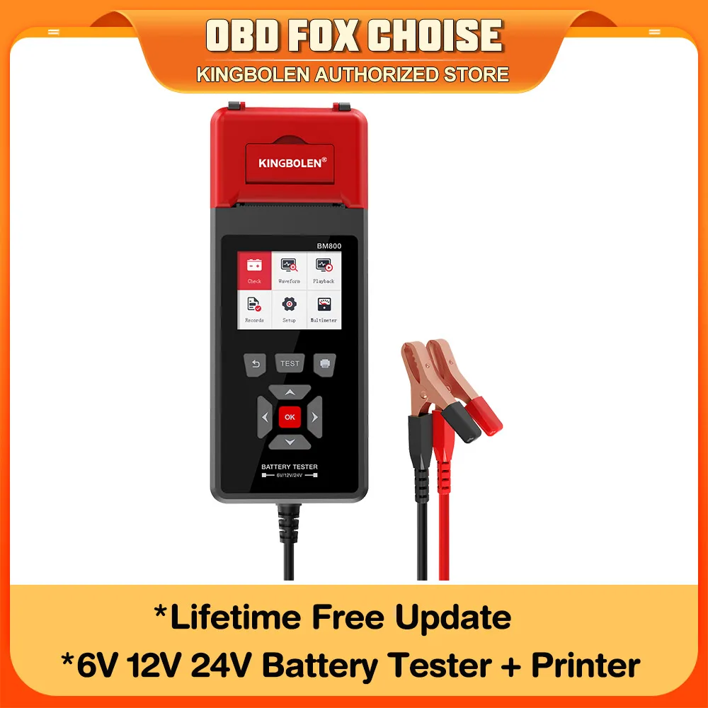 BM800 Tester akumulatora samochodowego z drukarką 6V 12V 24V Analizator akumulatora Test rozruchu i test ładowania oraz test maksymalnego obciążenia PK BT760