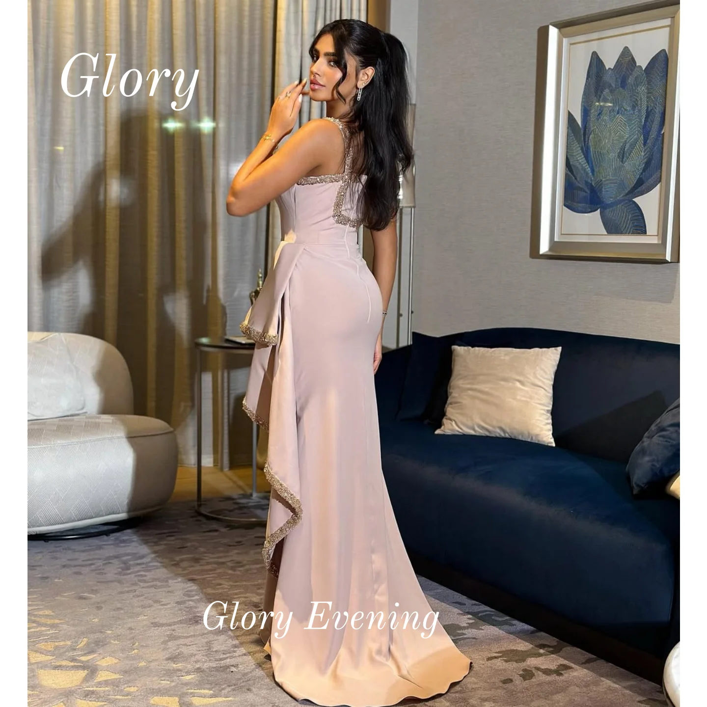 Robe de bal rose dubaï, paillettes perlées, robes de soirée Vintage, sans bretelles, robe d'anniversaire musulmane, personnalisée