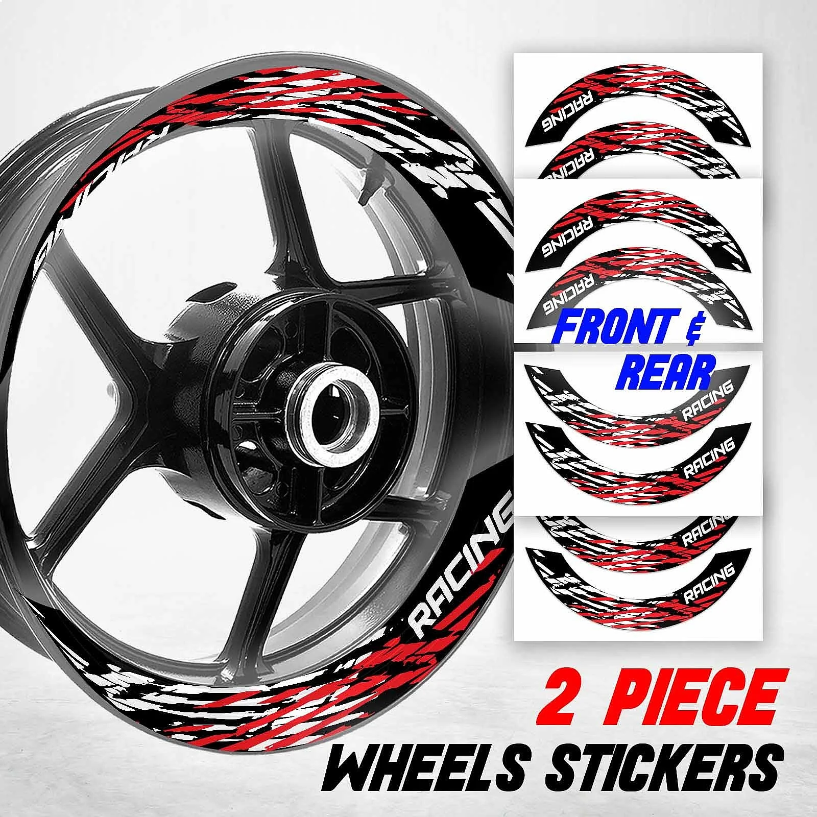 S07B Red 2-Piece Rim Decals Wheel Stickers for GSF650 GSF600 Bandit 2007-2012