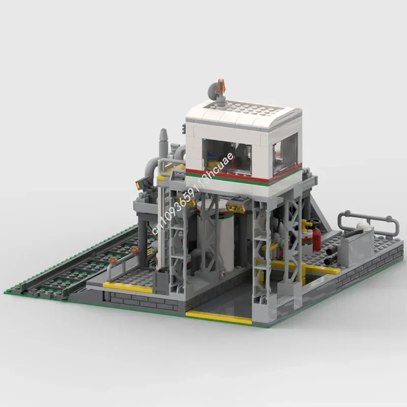 611 قطعة مكعبات بناء نموذج محطة نقل سيارات أوكتان في المدينة، مكعبات تكديس إبداعية، ألعاب تعليمية للأطفال، هدية تعليمية يمكنك صنعها بنفسك