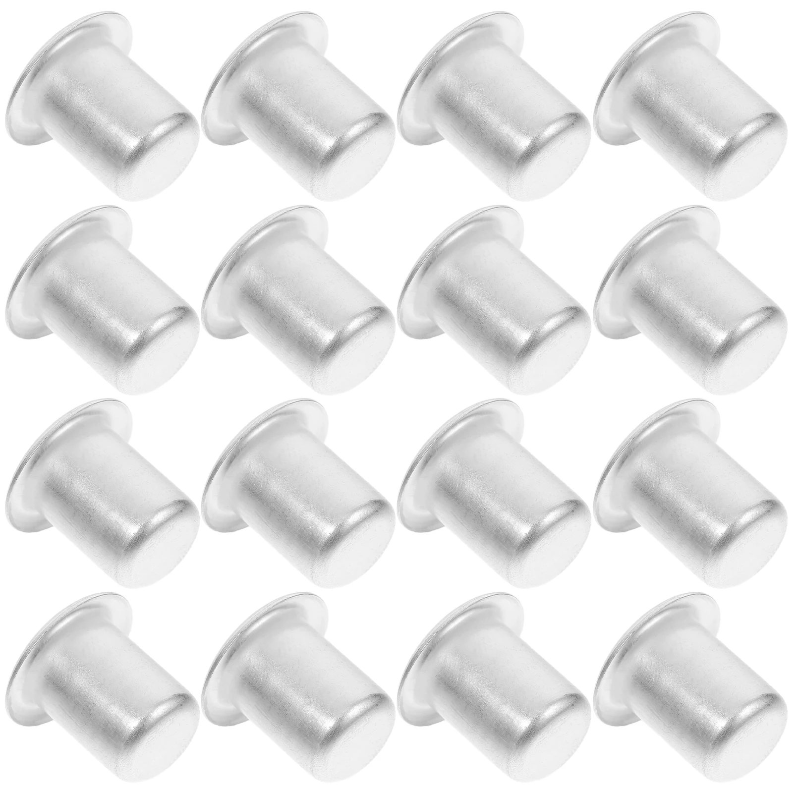 

24pcs Candlestick Protector Reusable Aluminum Alloy Cups Silver Drip Proof Party Holders Tea Light Containers Metal Decor