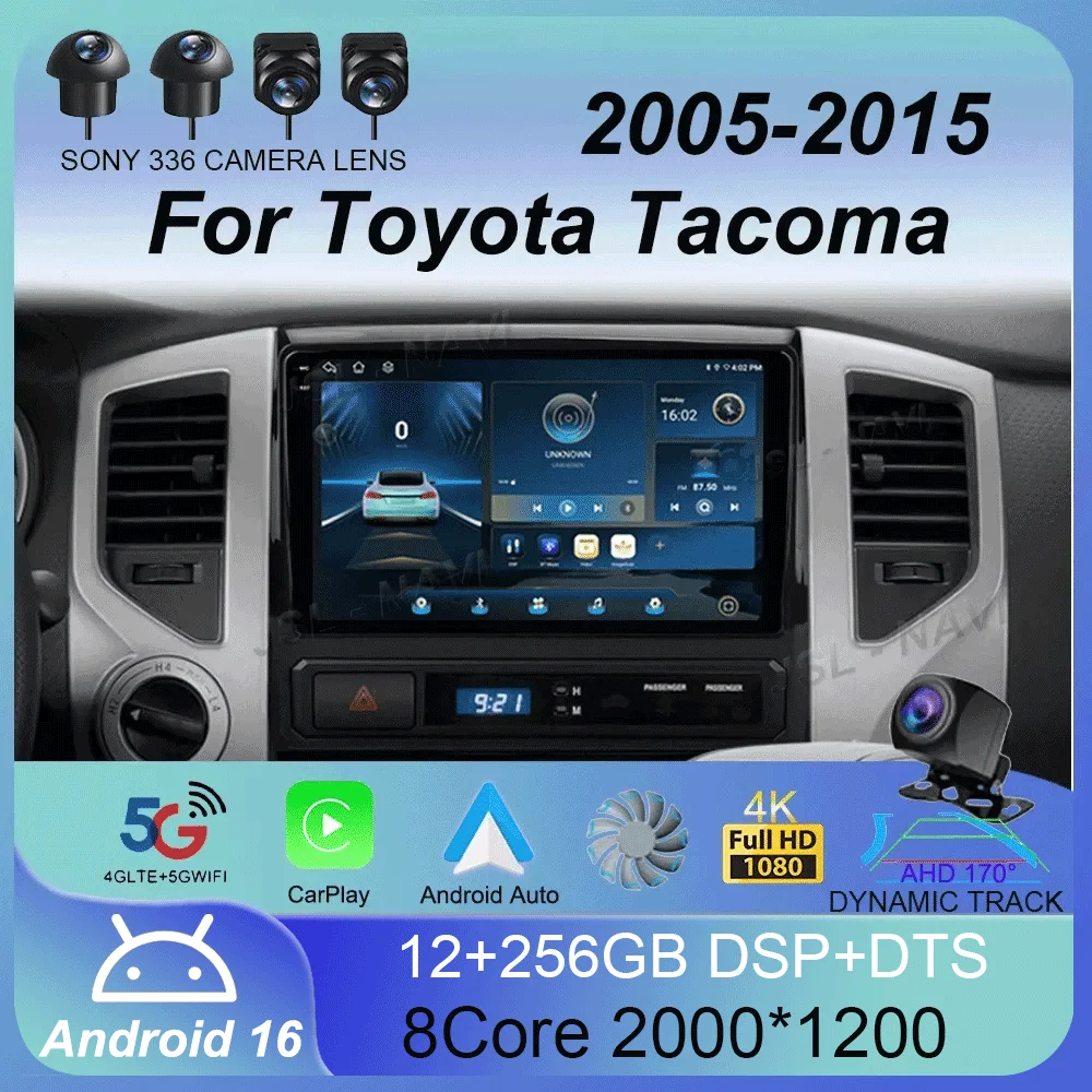 

Android 16 Auto 9" Wireless Carplay Car Radio for Toyota Tacoma 2005-2015 Touchscreen Car Video Player with Rear Camera WIFI GPS