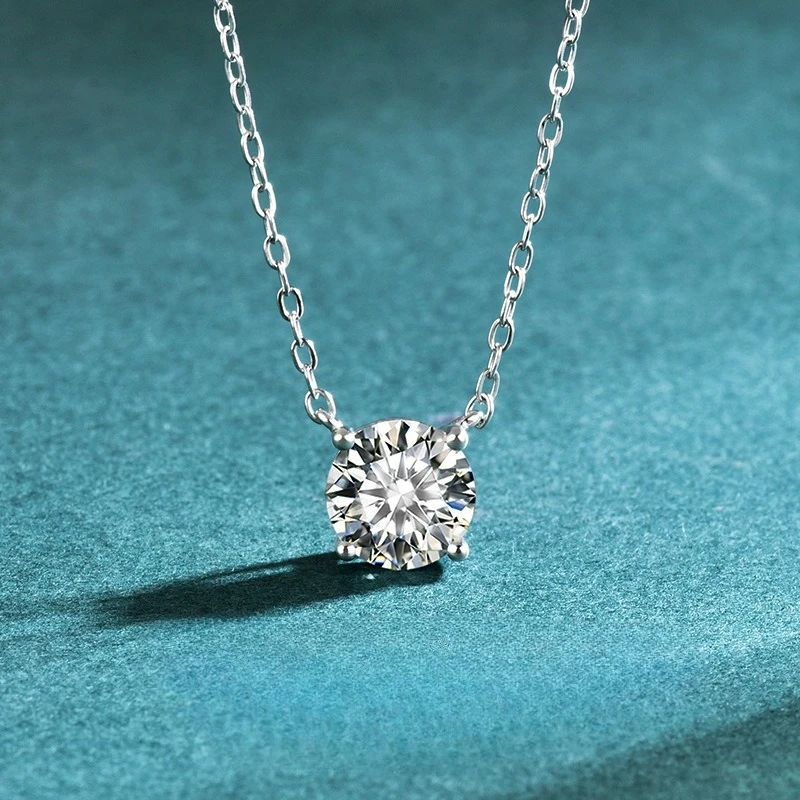 

925 Sterling Silver Necklace Pendant Simulated Moissanite for Women Wedding Engagement Jewelry Fashion 5A Zircon Gift Party