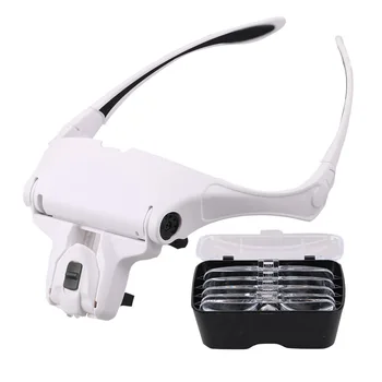 Magnifying Glasses LED Light Lamp Head Loupe Jeweler Headband Magnifier Eye Glasses Optical Glass Tool Repair Reading Magnifier
