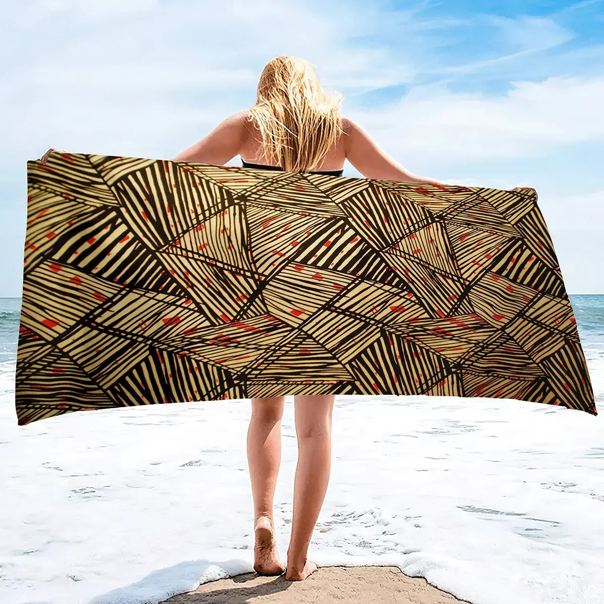 Geometric marble home bath towel, abstract soft absorbent blanket beach towel large 70X140cm     80X160cm