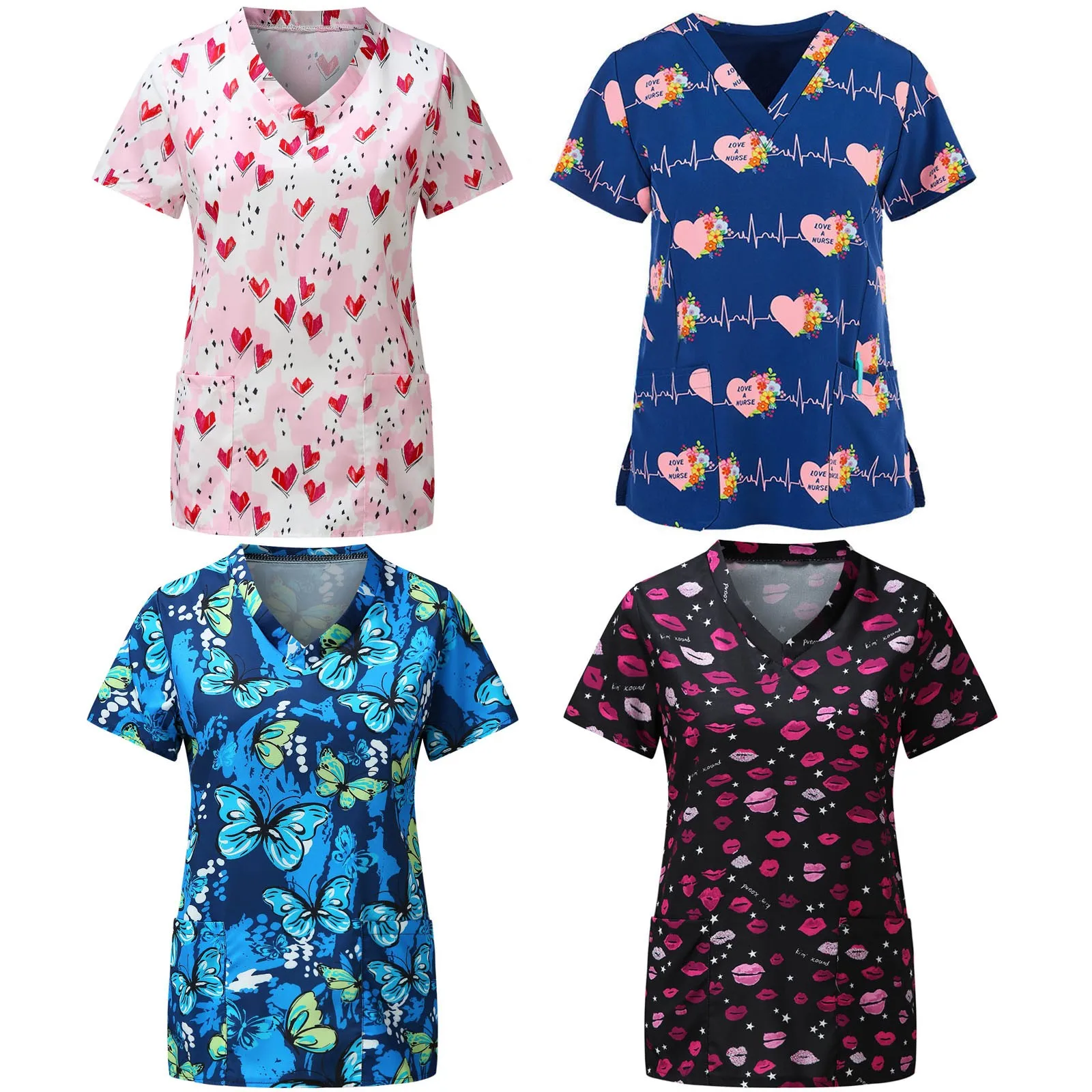 

Surgery Love Print Scrub Women Tops Nursing Working Doctor Veterinaria Medico Surgery Sanitary Clothes Scrubs Working Clothes