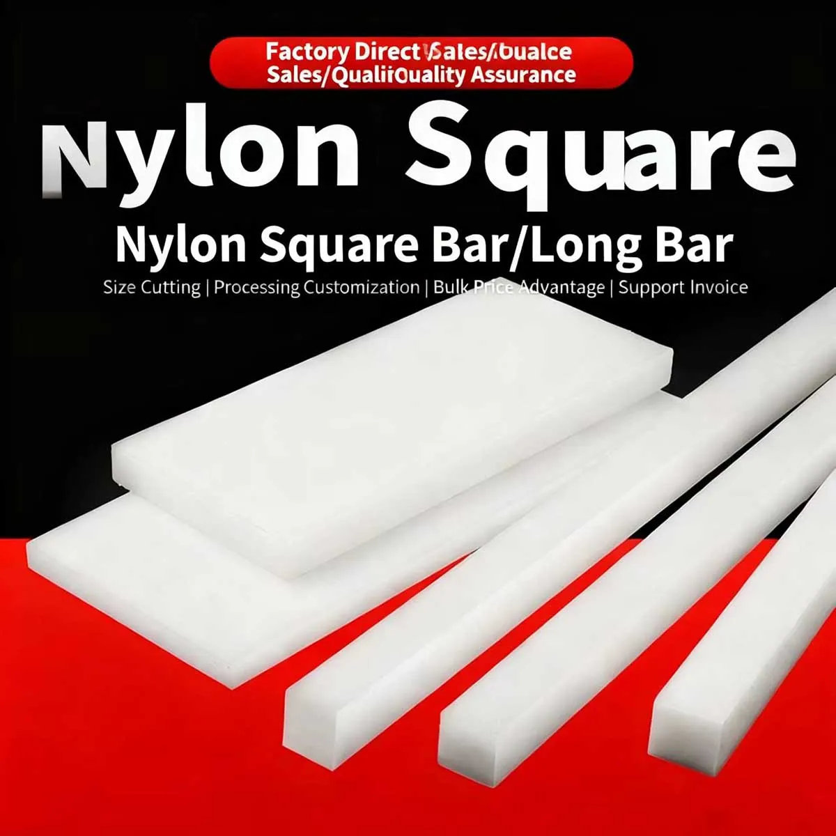 

Wear Resistant White Nylon Square Bar Square Rod PA66 Plastic Block Punching Pad Processing