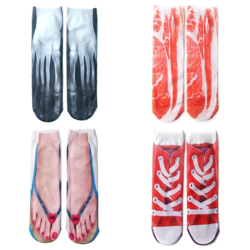 1 Pair Autumn Winter Cozy Warm Crew Socks Sleeping Socks Low Cut Ankle Socks Novelty Pattern Funny Stockings Women Men