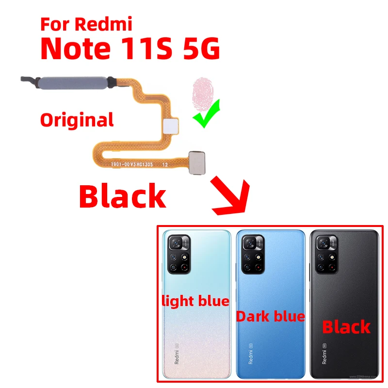Original For Xiaomi Redmi Note 11S 5G Fingerprint Sensor Home Return Key Menu Power Button Flex Ribbon Cable