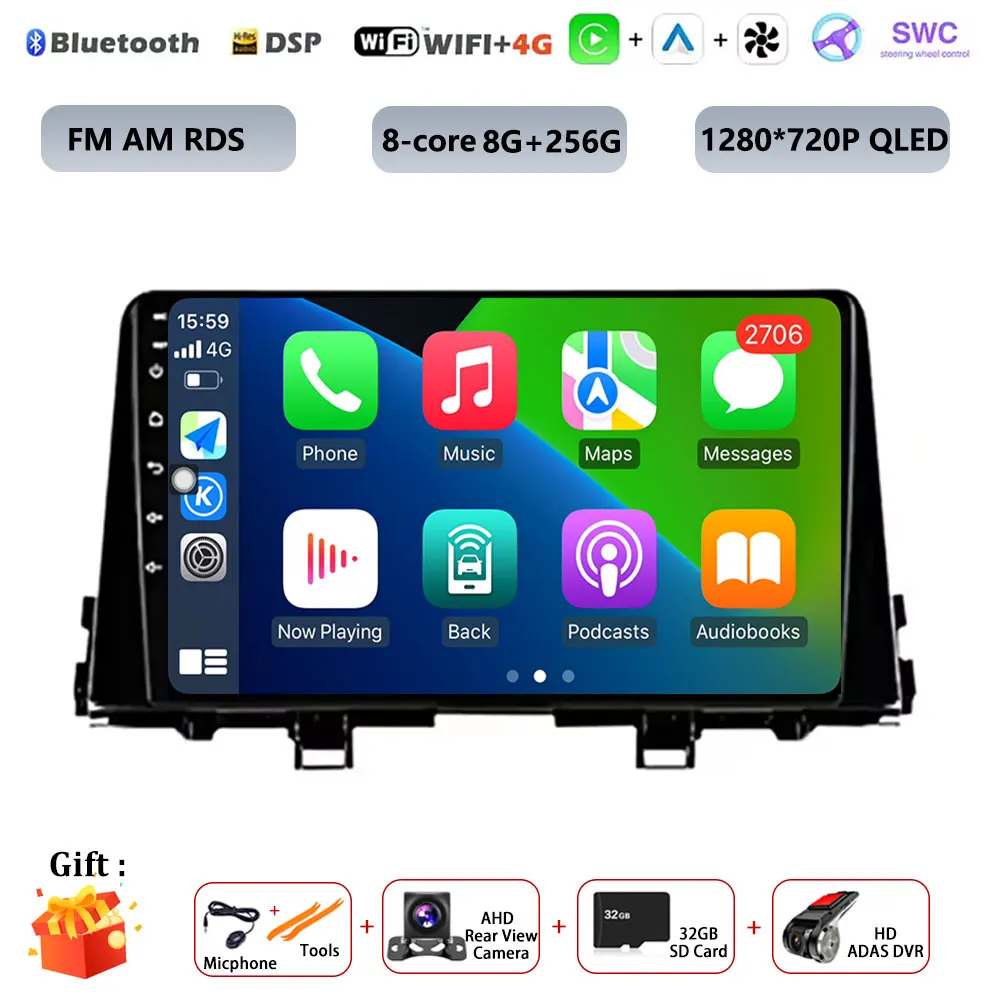 Android 16 WIFI + 4G LTE Carplay Auto Audio Radio Multimedia Video Player GPS DSP Voor KIA PICANTO ochtend 2017 2018 2019 2020