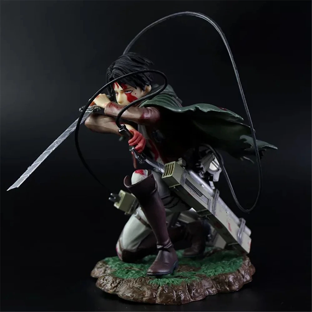 Figura de anime Attack on Titan Levi Ackerman Batalha Danificada Ver. Coleção de bonecos de ação em PVC modelo brinquedos boneca coleção presentes