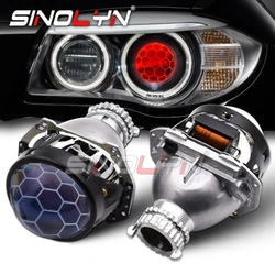 Sinolyn 3 Inch Bi Xenon Lenses For H4 Headlight Honeycomb For Hella 3R D2S D2H Etching Projector Lamps RGB Devil Eyes Car Lights