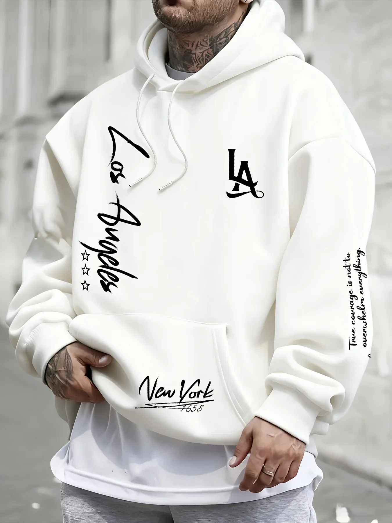 Men's Los Angeles-themed hoodie in 100% cotton, featuring a 