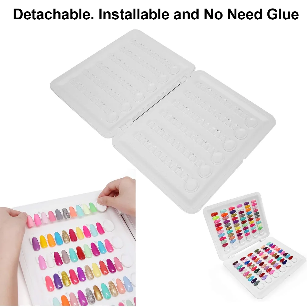 Detachable Nail Gel Polish Display Book Plastic 120 Capacity Colorful Tips Nail Color Display Board Removable