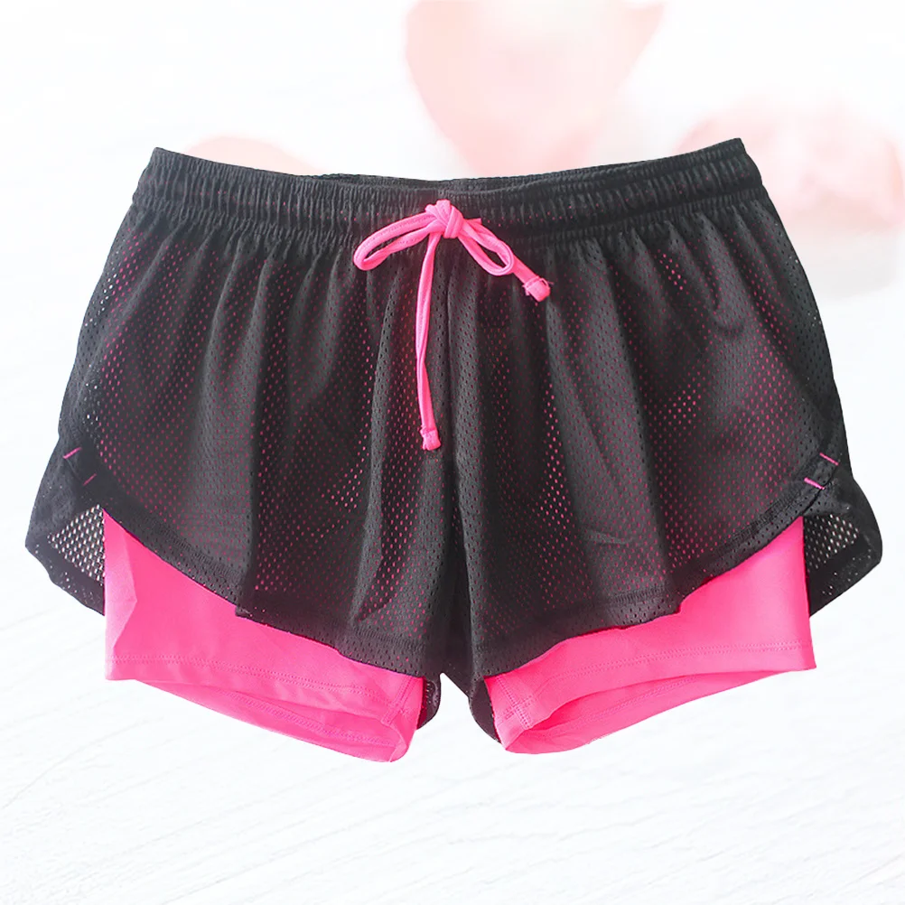 1 قطعة شورت اليوغا سريع الجفاف شبكة تمتد النساء تجريب اللياقة البدنية بنطلون مكافحة الغضب روزي + أسود Xl لتشغيل ملابس نشطة #1