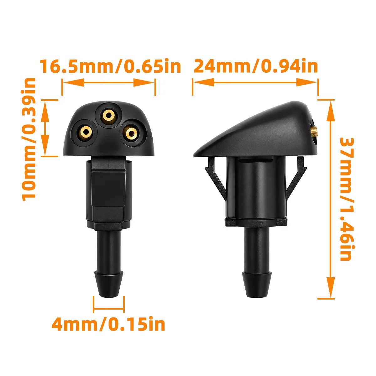 2 Stück 3-Loch-Windschutzscheiben-Waschdüse, einstellbarer Sprühstrahl, passend für Hyundai Accent, Elantra, Santa Fe, Sonata, Kia Amanti, Rio, 98630-YY000 – Detail 6