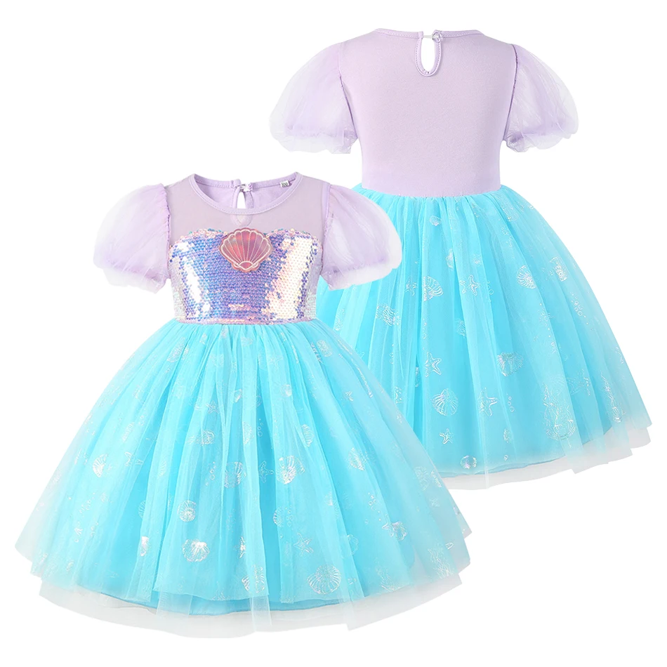 

Sparkling Girls Summer Mermaid Sequin Dress Tulle Skirt Birthday Parties and Performances Girls Dresses Kids Cosplay Dresses