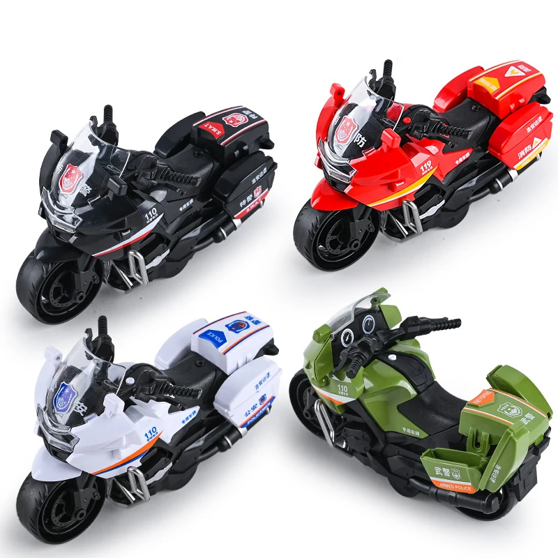 Coche de inercia de plástico para niños, coche de policía, camión de bomberos, modelo de motocicleta, juguetes educativos, Regalos divertidos