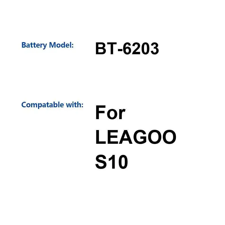 

Аккумулятор мобильного телефона Leagoo S10, долговечный BT-6203, 4050 мАч, надежный источник питания