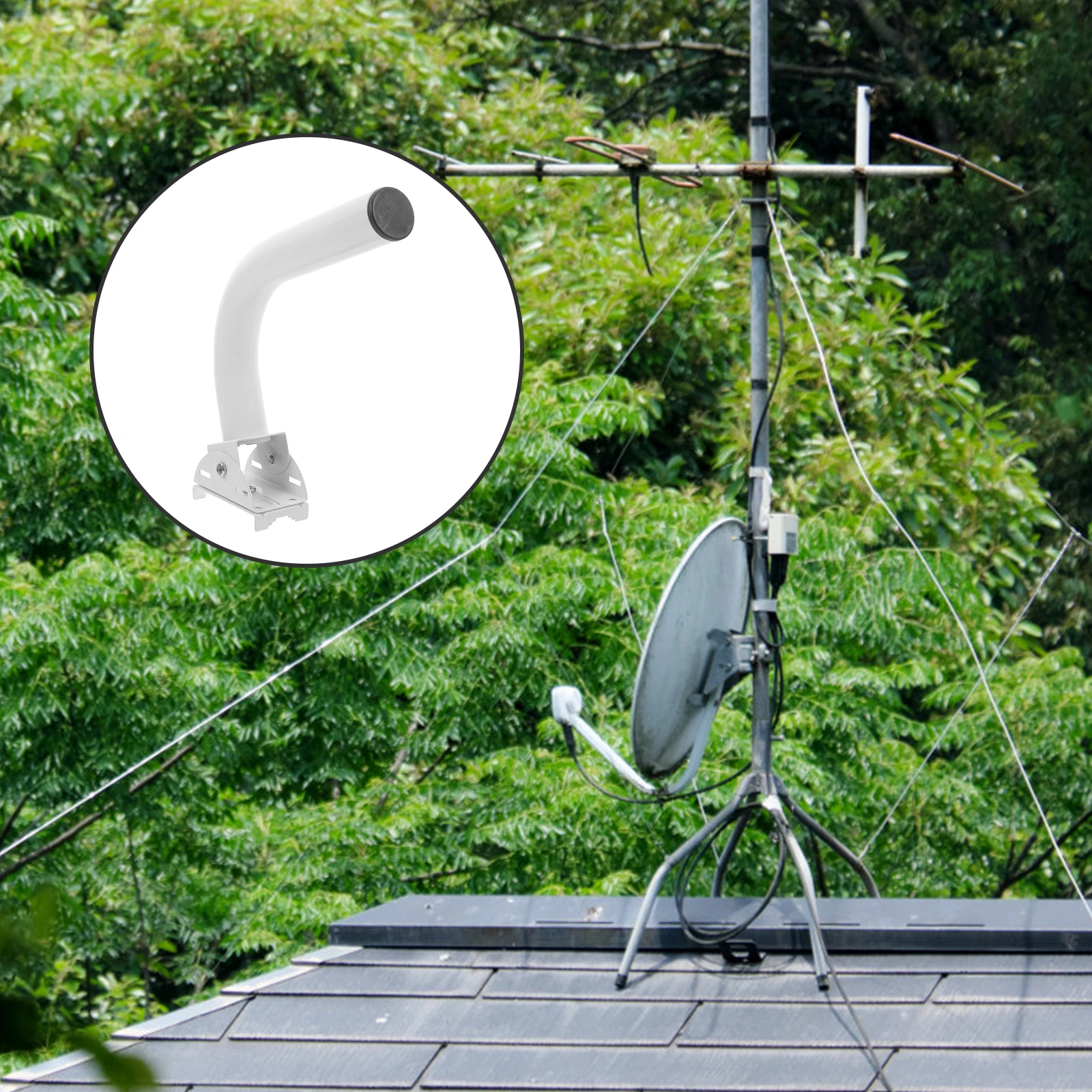 

Adjustable Outdoor Antenna Mount Bracket Aluminum Alloy Pole Wall Roof Mounting For Signal Rotatable 120 Degree Easy Install