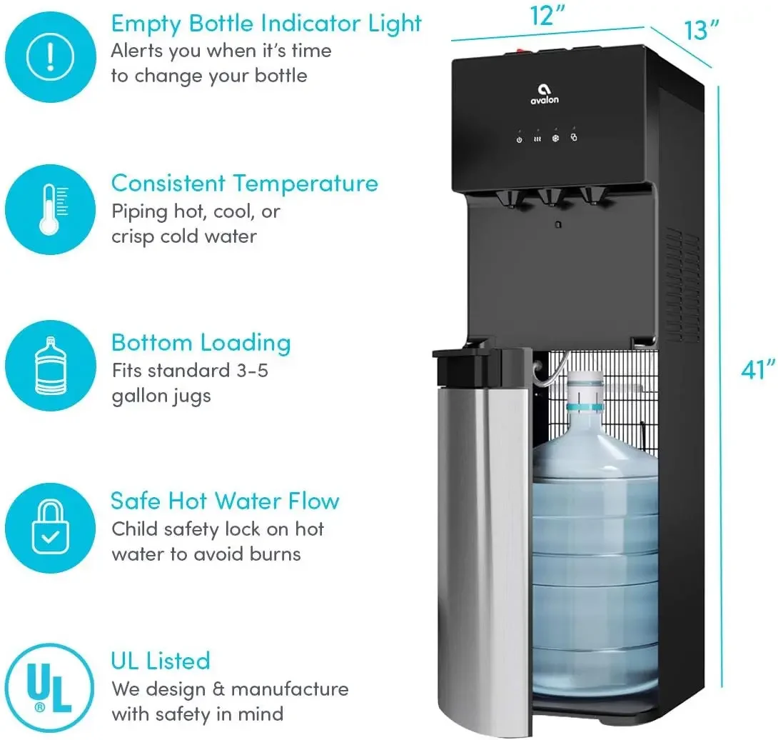 Distributeur d'eau de refroidisseur de chargement astronomique avec BioGuard, 3 réglages de température, eau chaude, froide et ambiante, tache durable