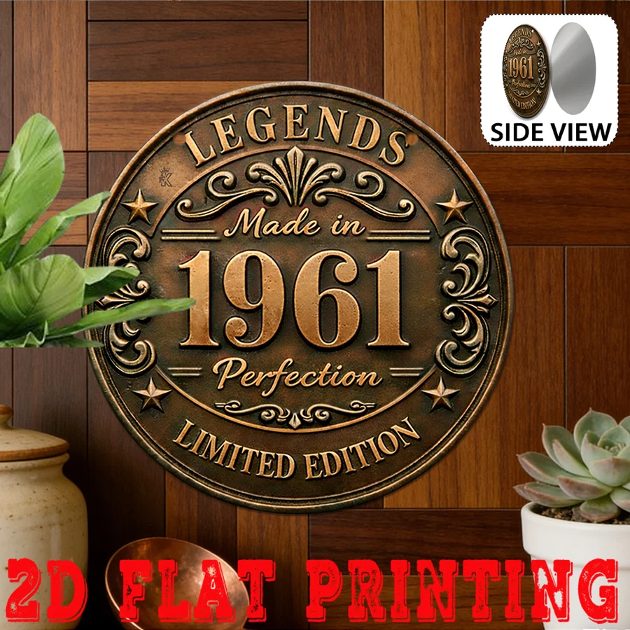 2D Flat - A Vintage Metal Aluminum Sign, Decorative Plaque And Sign (8 Inches by 8 Inches), Perfect Limited Edition from 1961, M