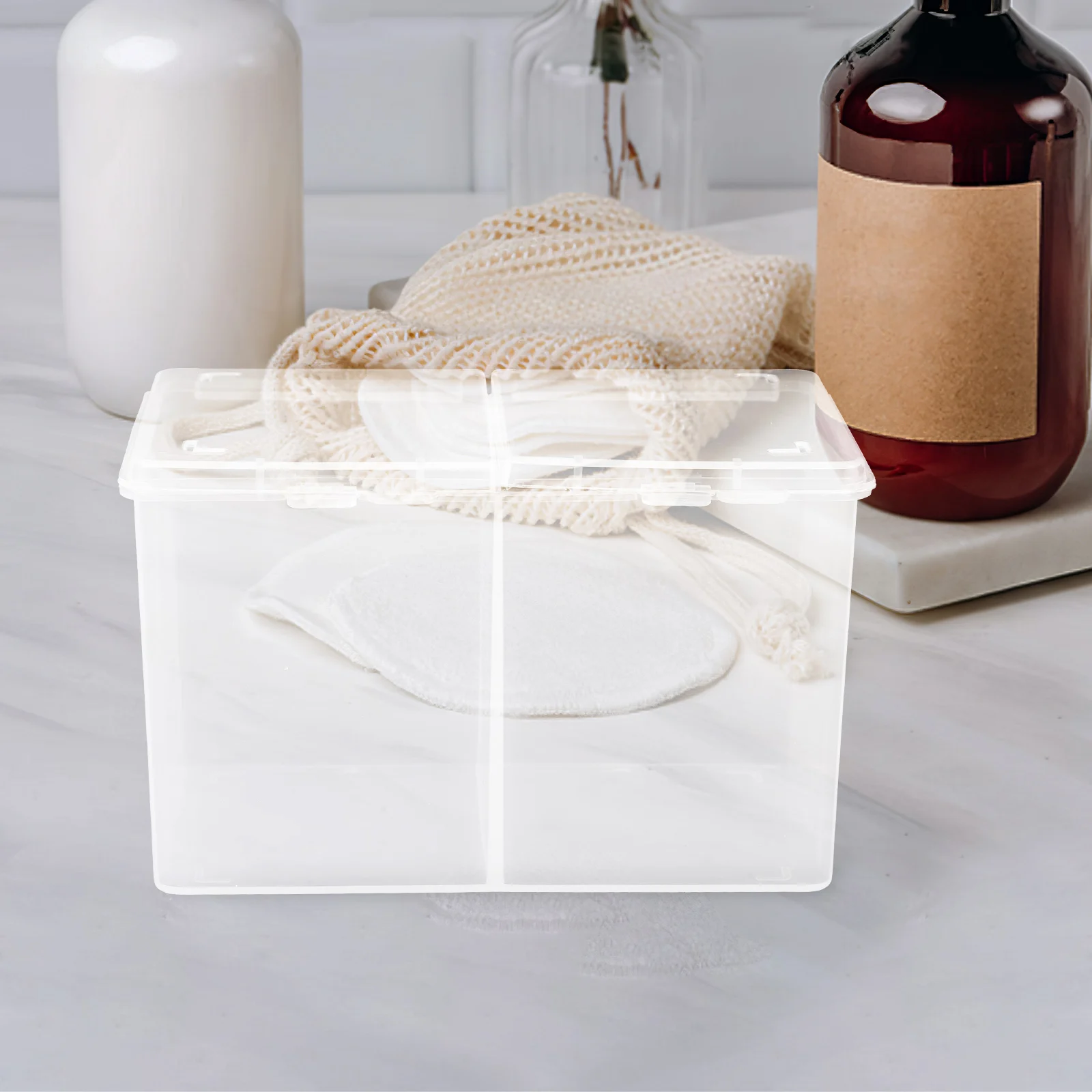 

Cotton Pads Holder Case Sturdy Material Beauty Sponge Storage Box Waterproof Organizer Travel Friendly Makeup