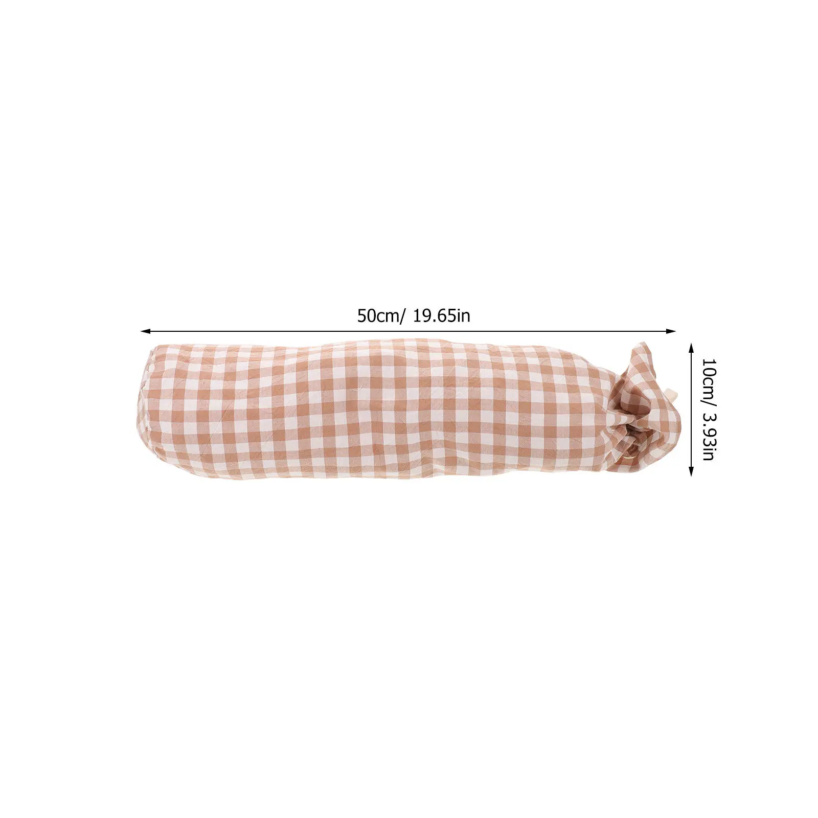 Round Cotton Pillowcase Neck Roll Pillow Cover Checked Cylindrical Pillow Cushion Cover 15.8x4in Breathable Soft for Bedroom