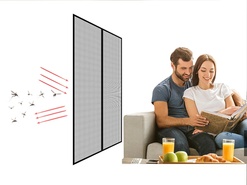 Magnetisches Moskitonetz mit Anpassbarer Maschengröße, Unsichtbar und Selbstklebend für Küche, Wohnzimmer, Innenräume, Türvorhang, Mosquitera – Detail 6